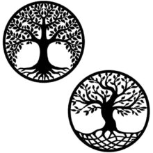 2 Pcs Tree of Life Wall Art Decor 11.6″ Black Wooden Wall Art Wood Tree Silhouette Tree Life Wall Hanging Art for Living Room Bedroom Home Wall Decor Housewarming Gift