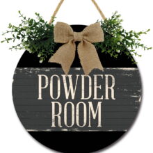 Home Decor Signs Powder Room Rustic Wooden Wall Art Signs Farmhouse Entryway Signs for Bedroom Living Room Decor, 12 x 12 Inch