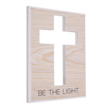 Crystal Art Gallery Be the Light Typographic Cross Wood Wall Plaque Art – 8″ x 6″