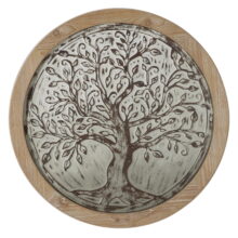 DecMode Brown Wooden Embossed Tree Wall Decor