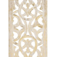 DecMode Gold Wooden Handmade Intricately Carved Arabesque Scroll Wall Decor with Cream Backing