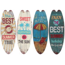 Eease 4PCS Wooden Surfboard Wall Art for Beach Theme Decor