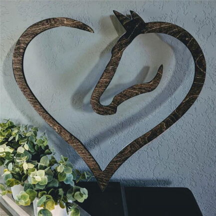 Hanging Love Horse Heart Wooden Wall Art Home Decor Wooden Horse