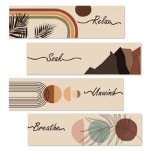 Hukalw 4 Pieces Thicken Boho Bathroom Wall Decor Wooden Sign, Relax Soak Unwind Breathe