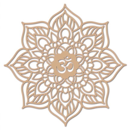 Om Lotus Wooden Wall Art Decor 12" Crystal Grid Sacred Geometry Laser Cut Wall Sculpture Hanging Decor Home Decoration