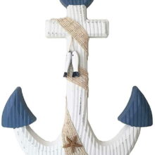 Rustic Wooden Anchor Nautical Themed with Rope Crosses Wall Art Decor