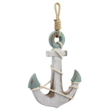 Stonebriar Hanging Wooden Anchor Coastal Wall Decor, Off White