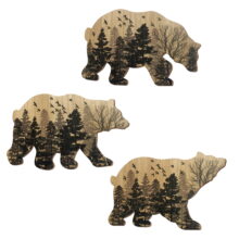 WAIU Wooden Wildlife Bear Wall Decor Home Lodge Wall Decor Set of 3