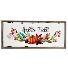 Wooden Hello Pumpkin Fall Signs Wall Decor, Farmhouse Mantel Fireplace Centerpiece Decorations